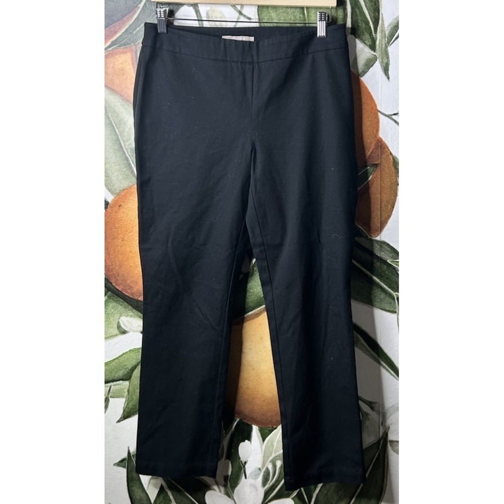 Chicos Size Small 0.5 Black Pull on Ankle Pants Size Zip Cotton Blend